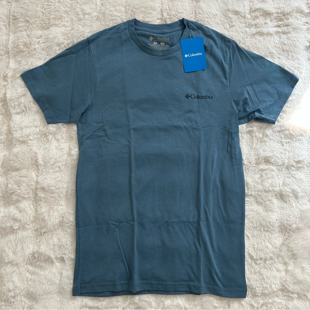 Columbia Bear Graphic T Shirt Blue Men’s Small Outdoors Camping Tee NWT